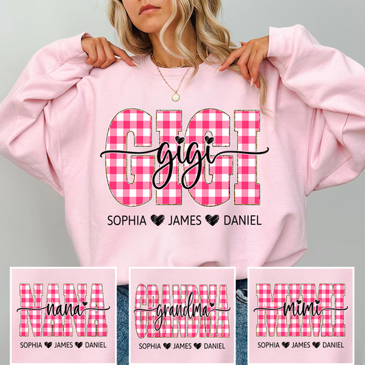 Personalized Gigi Sweatshirt with Grandkids Names, Custom Grandma Crewneck, Gigi Valentine Family Gift