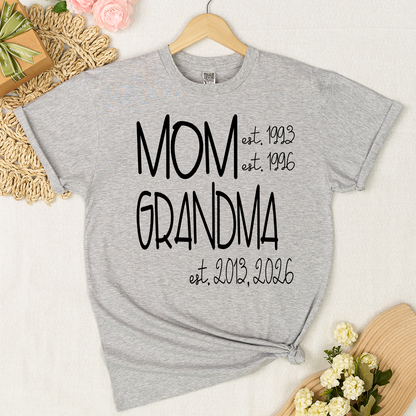 Grandma Grammy Nana Est Personalized T-Shirt