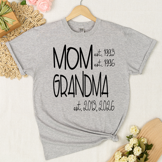 Grandma Grammy Nana Est Personalized T-Shirt