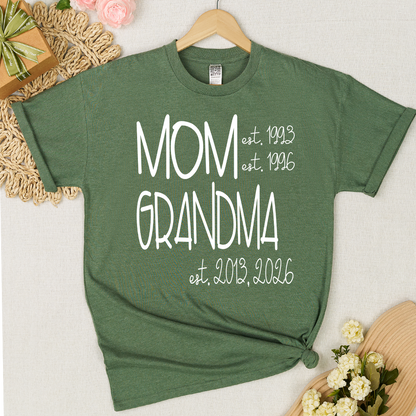 Grandma Grammy Nana Est Personalized T-Shirt