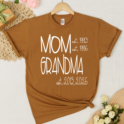 Grandma Grammy Nana Est Personalized T-Shirt
