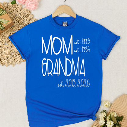 Grandma Grammy Nana Est Personalized T-Shirt