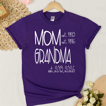 Grandma Grammy Nana Est Personalized T-Shirt