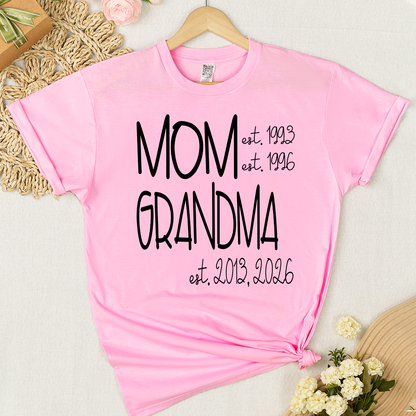 Grandma Grammy Nana Est Personalized T-Shirt