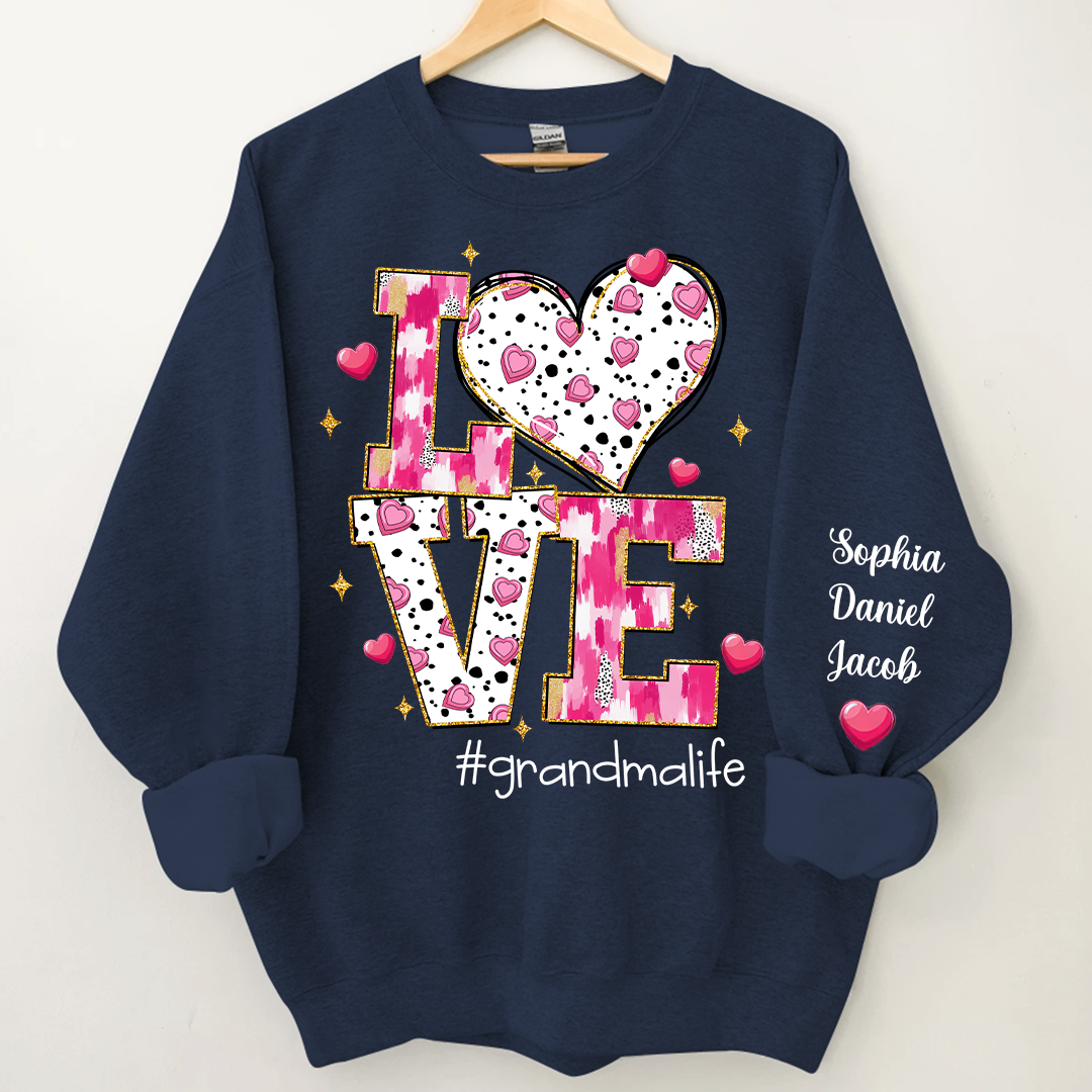 Love Grandma Life And Grandkids Valentine Sweatshirt