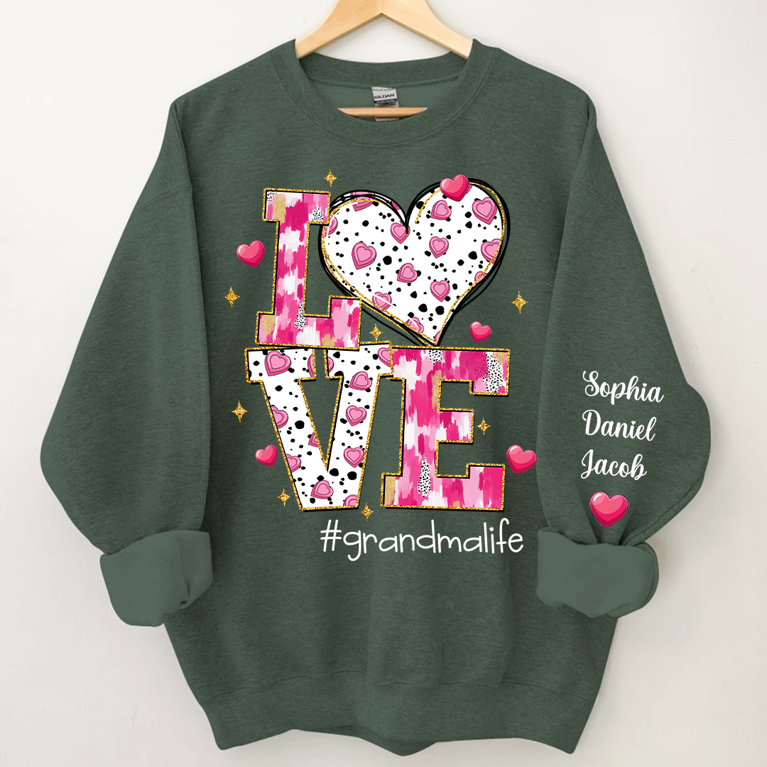 Love Grandma Life And Grandkids Valentine Sweatshirt