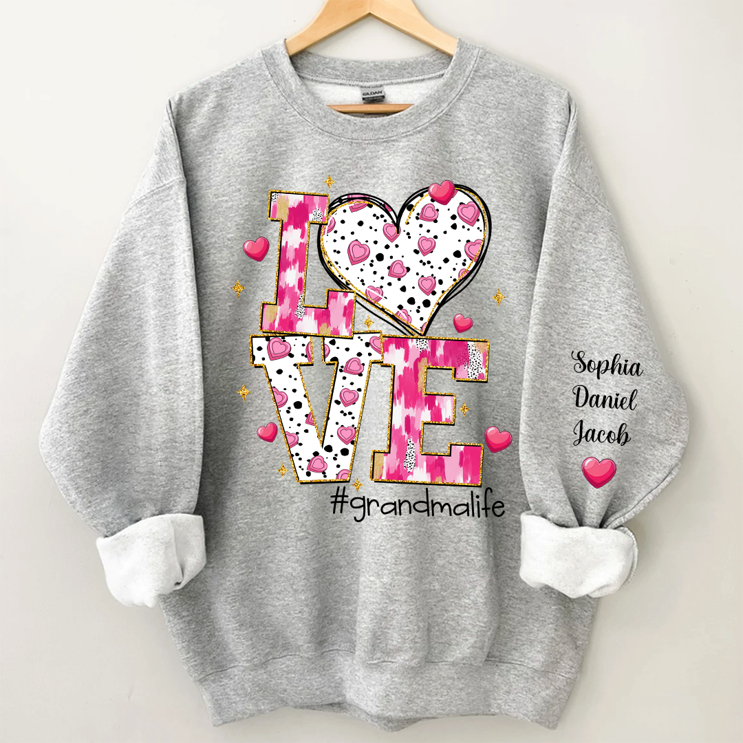 Love Grandma Life And Grandkids Valentine Sweatshirt