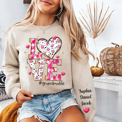 Love Grandma Life And Grandkids Valentine Sweatshirt