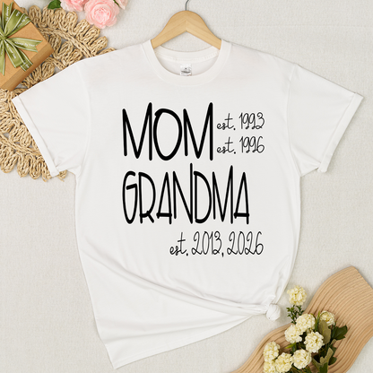 Grandma Grammy Nana Est Personalized T-Shirt