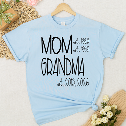 Grandma Grammy Nana Est Personalized T-Shirt