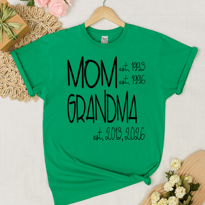 Grandma Grammy Nana Est Personalized T-Shirt