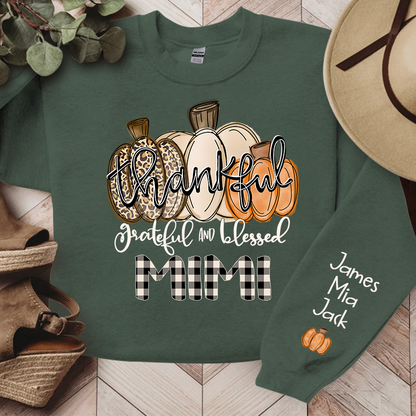 Thankful Grateful And Blessed Grandma Pumpkin Fall Sweatshirt