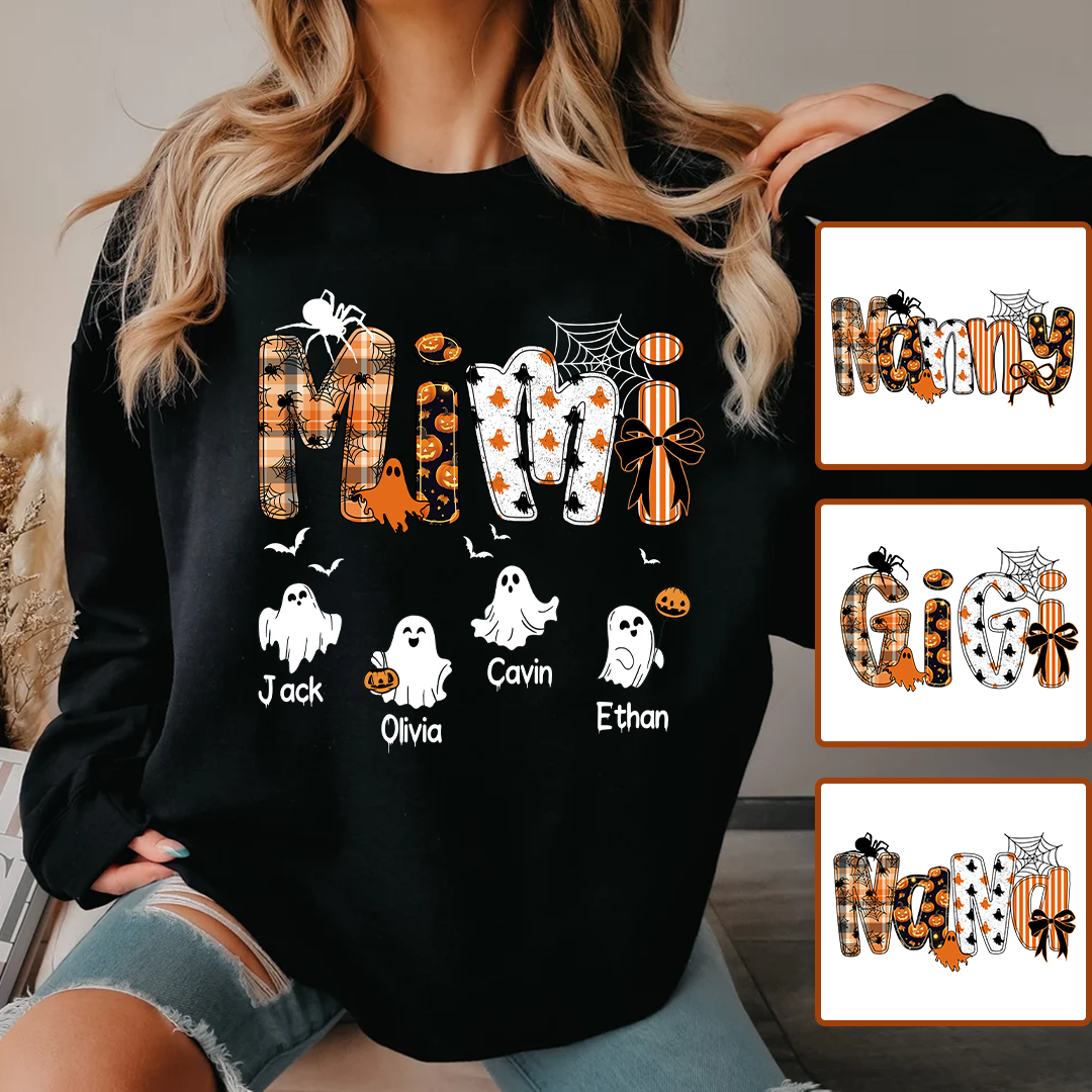Halloween Mimi Spooky Custom Mimi And Grandkids Shirt