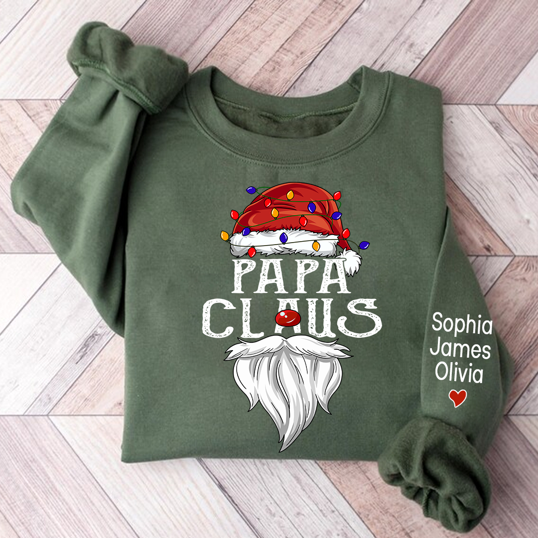 Personalize Merry Christmas Papa Claus, Dad Claus 2023 Gift Custom Name Kids Sweatshirt