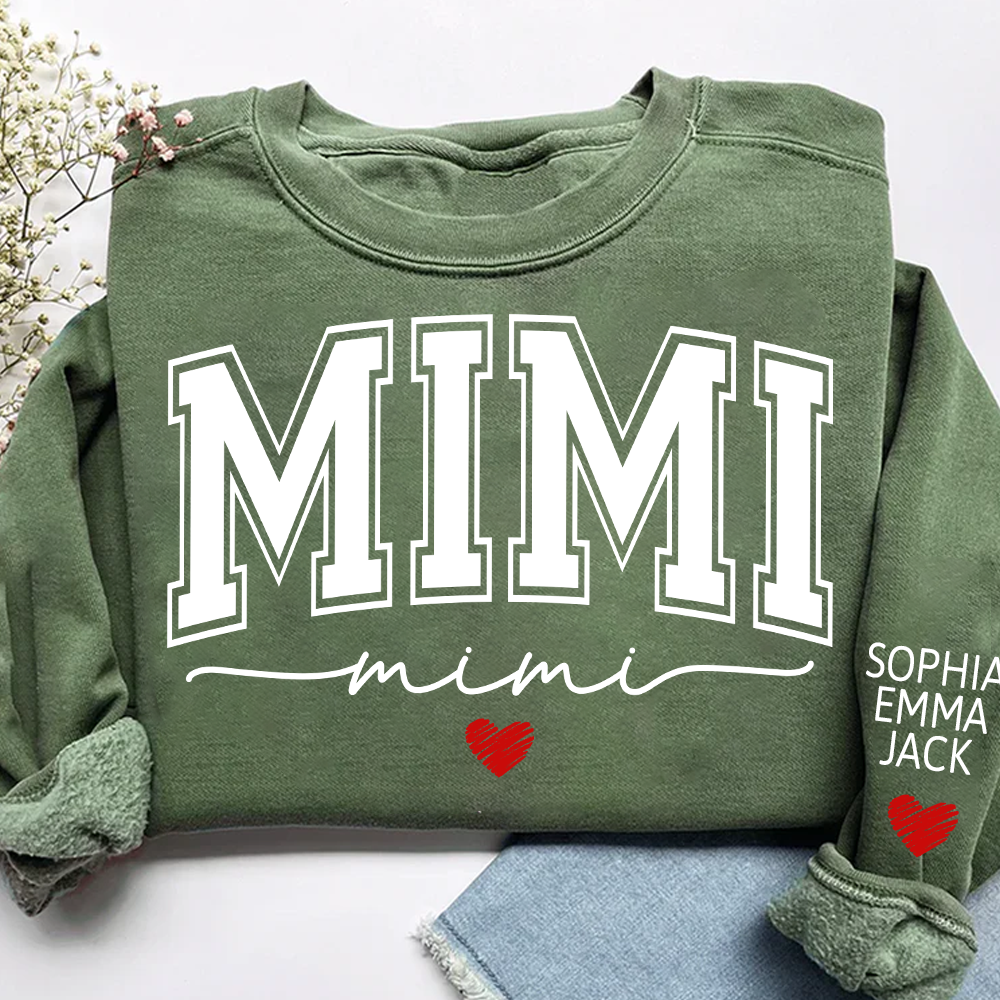 Personalized Mimi Sweatshirt with Grandkids’ Names, Gift for Grandma Birthday Christmas Sweatshirt