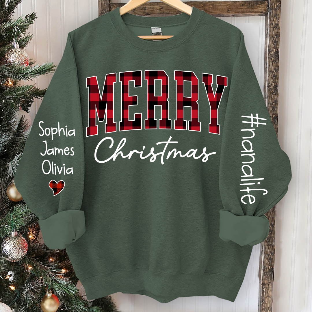 Merry Christmas Nanalfie Caro Sweatshirt with Grandkids Sweatshirt
