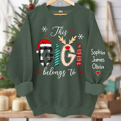 Merry Christmas This Gigi Belongs To Grandkids Sweatshirt, Merry Christmas Grandma Sweatshirt