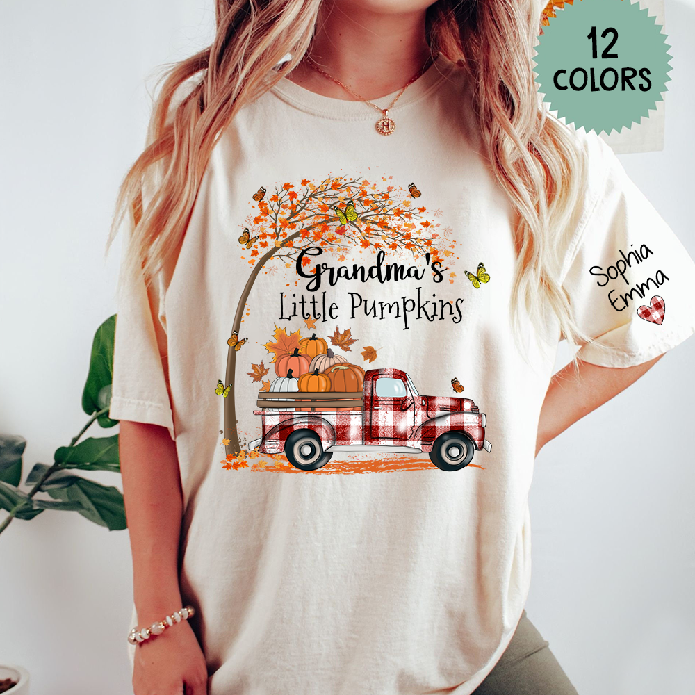Grandma's Little Pumpkins And Kids Autumn T-Shirt