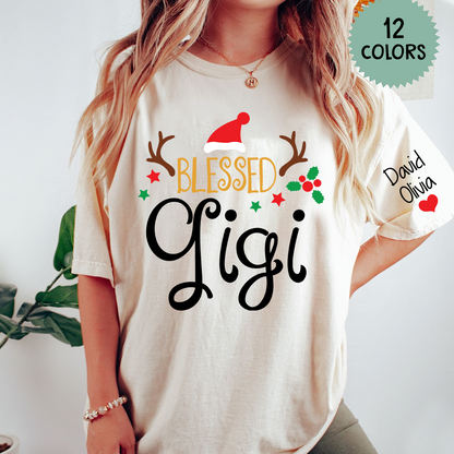 Blessed Gigi Christmas And Grandkids T-Shirt