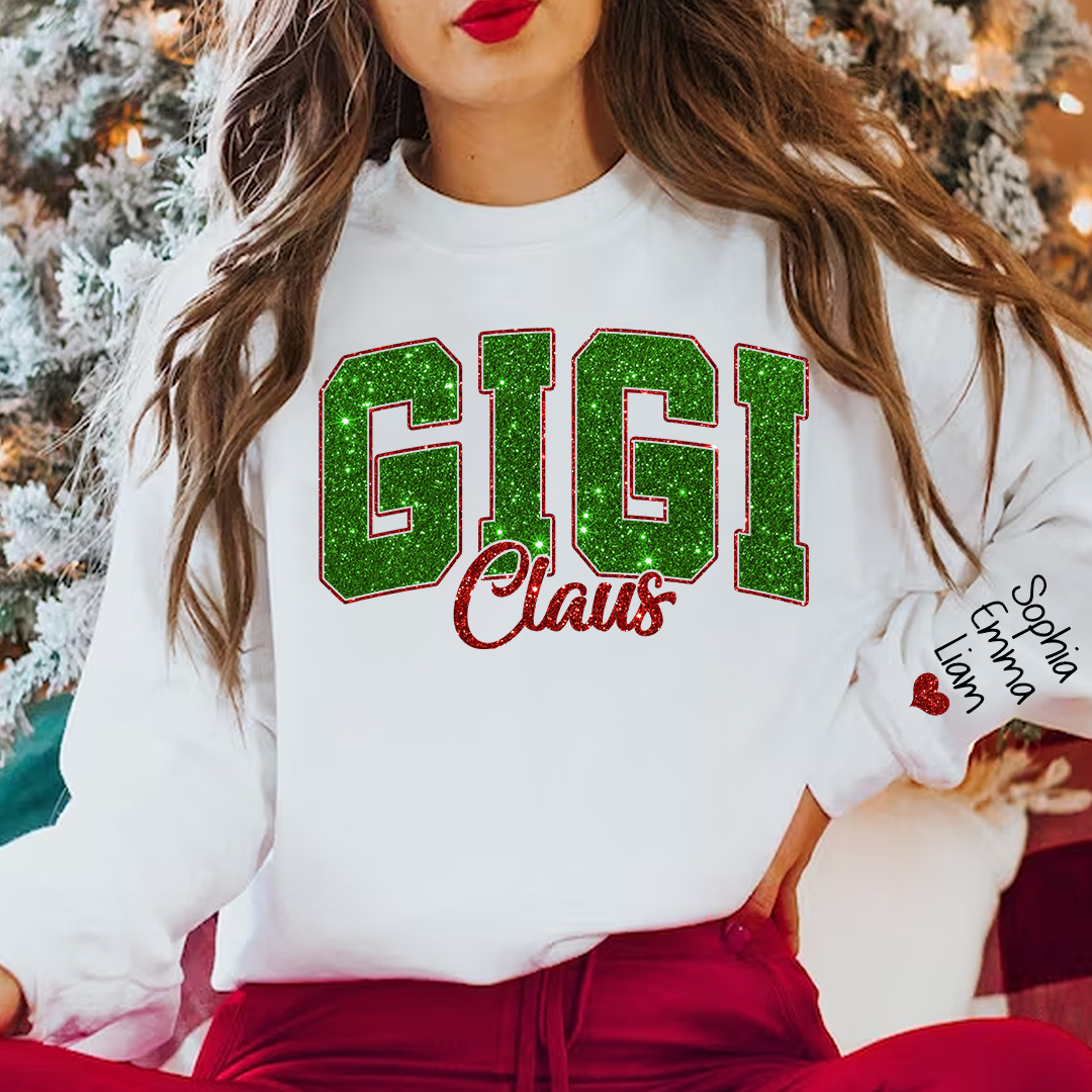 Glitter Gigi Claus Green Christmas And Kids 2014 Sweatshirt