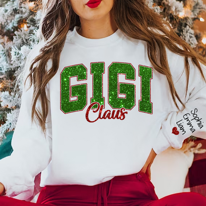 Glitter Gigi Claus Green Christmas And Kids 2014 Sweatshirt