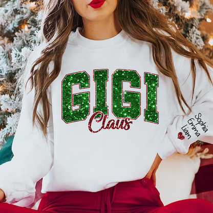 Custom Gigi Claus Green Christmas And Kids Sweatshirt