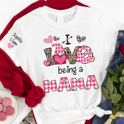 Personalized Nana Shirt I Love Being a Nana with Custom Names, Cute Grandma T Shirt Gift