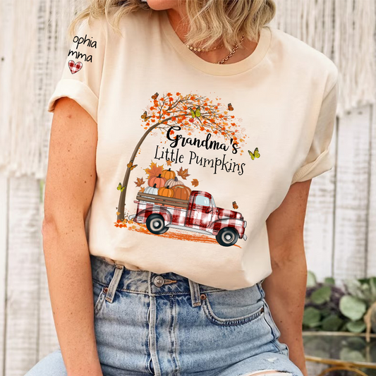 Grandma's Little Pumpkins And Kids Autumn T-Shirt