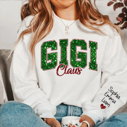 Custom Gigi Claus Green Christmas And Kids Sweatshirt