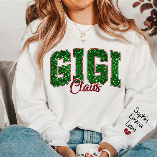 Custom Gigi Claus Green Christmas And Kids Sweatshirt