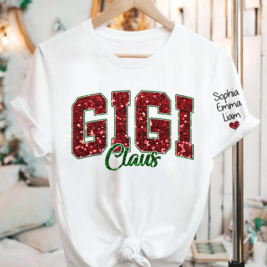 Custom Gigi Claus Christmas And Kids T-Shirt