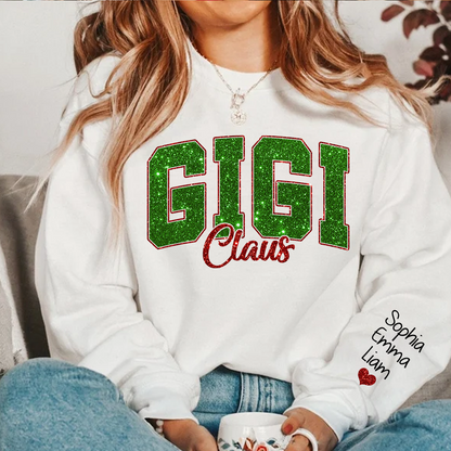 Glitter Gigi Claus Green Christmas And Kids 2014 Sweatshirt