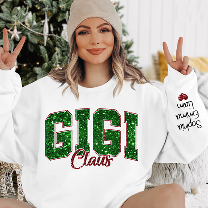 Custom Gigi Claus Green Christmas And Kids Sweatshirt