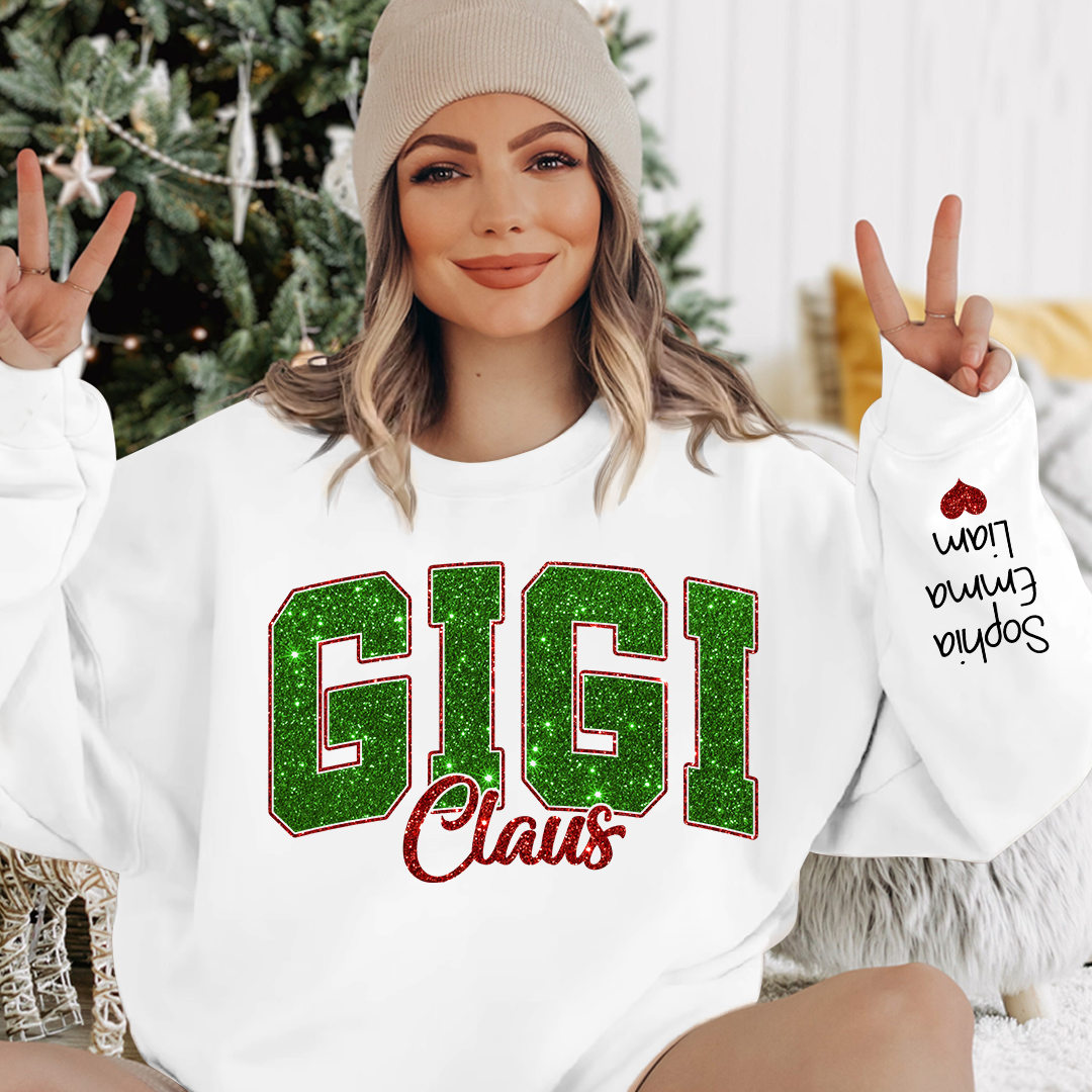 Glitter Gigi Claus Green Christmas And Kids 2014 Sweatshirt