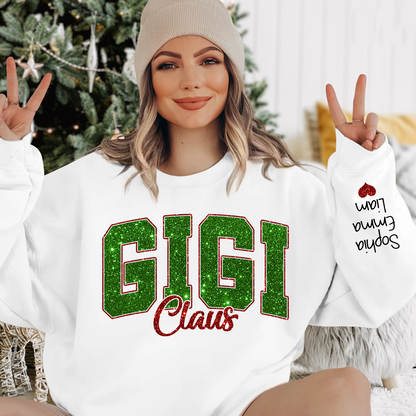 Glitter Gigi Claus Green Christmas And Kids 2014 Sweatshirt
