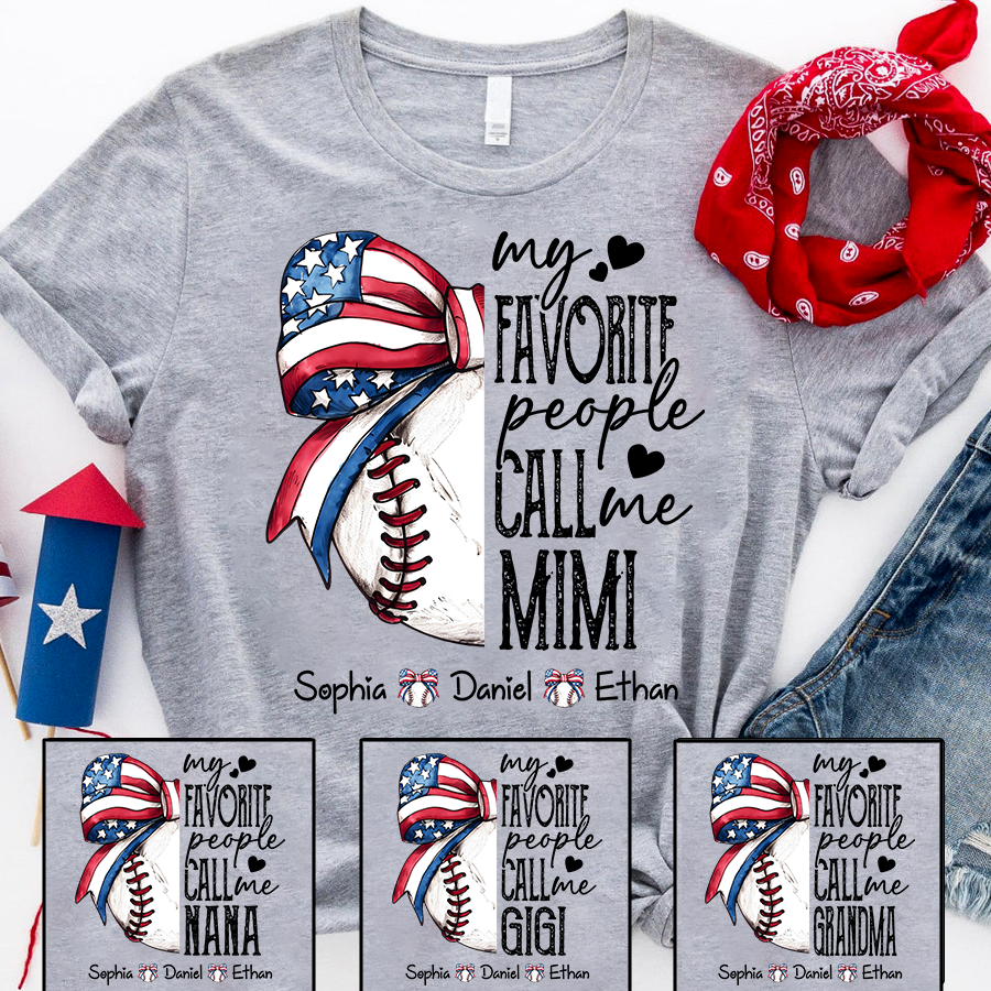 Personalized Mimi Baseball Shirt, My Favorite People Call Me Mimi T Shirt, Custom Grandma Baseball Gift with Kids Names