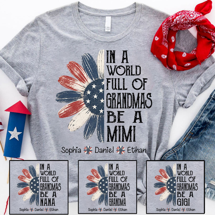 Patriotic Mimi Shirt, In a World Full of Grandmas Flower Design, Perfect Gift for Grandma