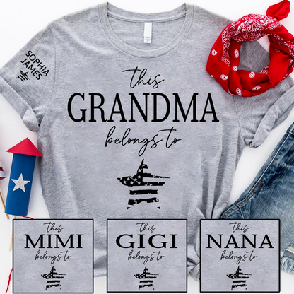 Personalized Grandma Shirt This Grandma Belongs To with Kids Names Patriotic 4th of July Custom Family T Shirt