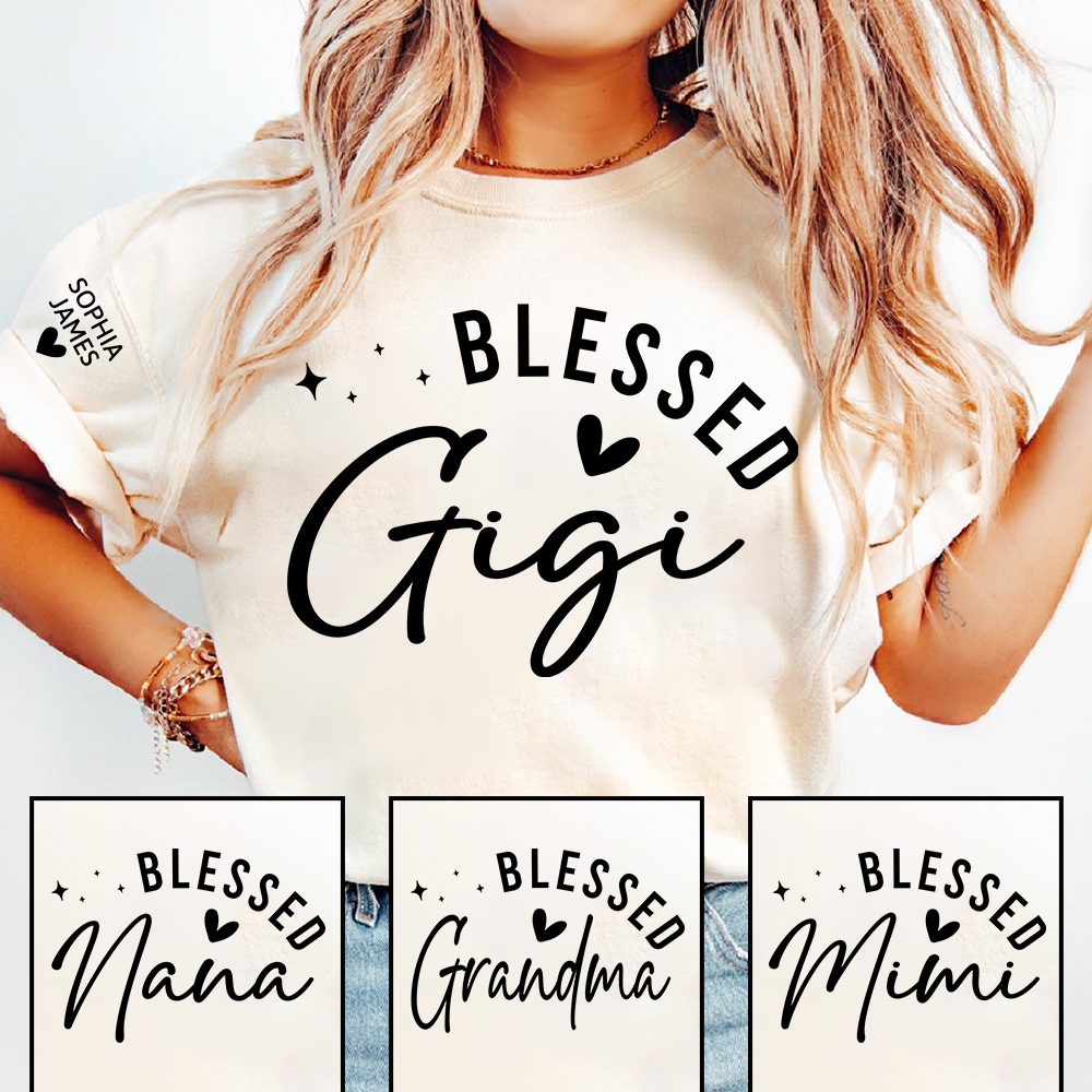 Blessed Gigi Shirt, Personalized Grandma T-Shirt with Heart, Custom Family Apparel for Gigi