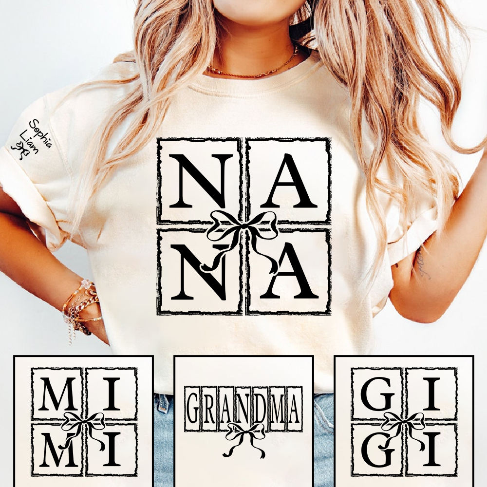 Nana Shirt with Bow Design, Personalized Nana T-Shirt for Women, Custom Grandmother Apparel, Family Role Clothing