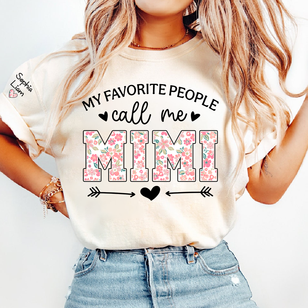 My Favorite People Call Me Mimi Shirt Floral Design, Personalized Grandma T Shirt with Names