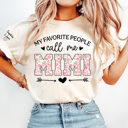 My Favorite People Call Me Mimi Shirt Floral Design, Personalized Grandma T Shirt with Names