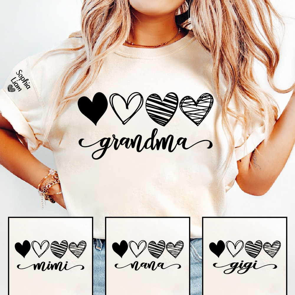 Grandma Script Shirt with Heart Design, Trendy Grandma T-Shirt for Birthday or Mother’s Day