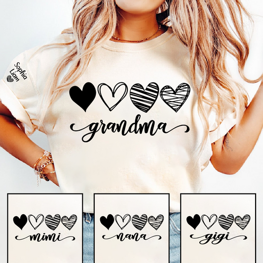 Grandma Script Shirt with Heart Design, Trendy Grandma T-Shirt for Birthday or Mother’s Day
