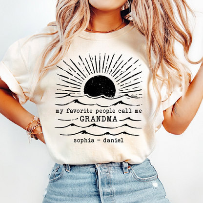 Personalized Grandma Beach Shirt, My Favorite People Call Me Grandma, Custom Grandkids Names Summer T Shirt, Grandma Gift