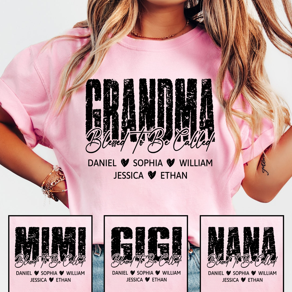 Blessed To Be Called Grandma Shirt, Custom Grandma Name T Shirt with Kids Names, Sentimental Family Apparel for Her