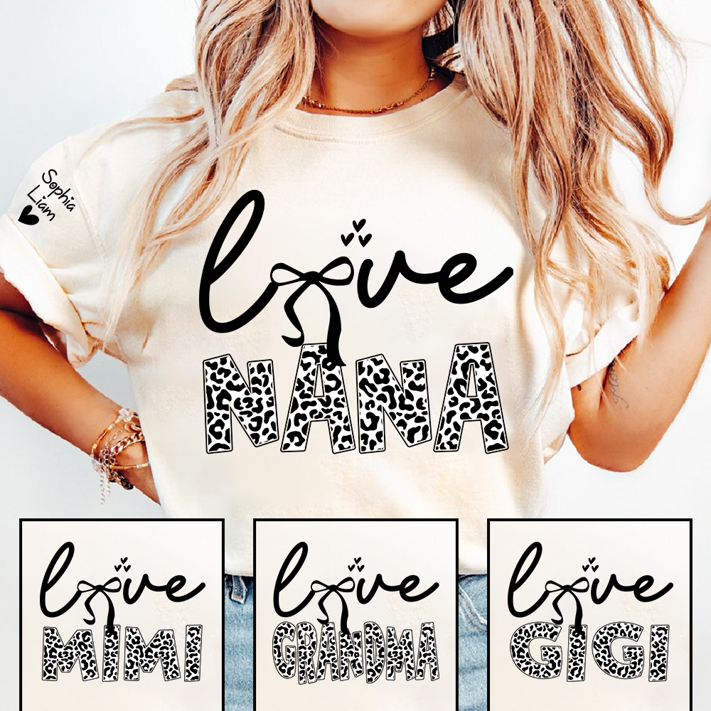Love Nana Shirt, Cute Leopard Print Grandma Nickname T Shirt, Stylish Nana Apparel for Women, Meaningful Family Clothing