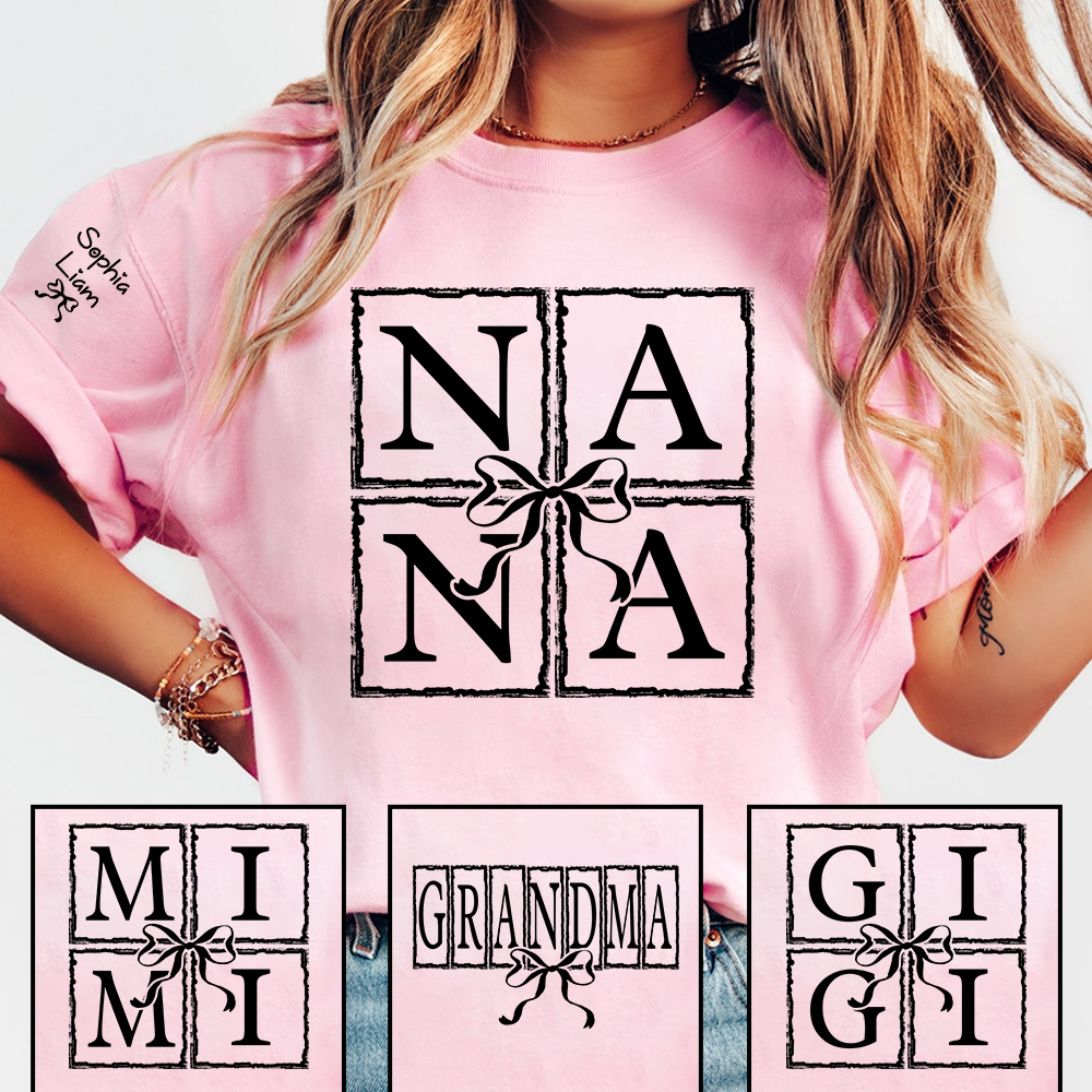 Nana Shirt with Bow Design, Personalized Nana T-Shirt for Women, Custom Grandmother Apparel, Family Role Clothing
