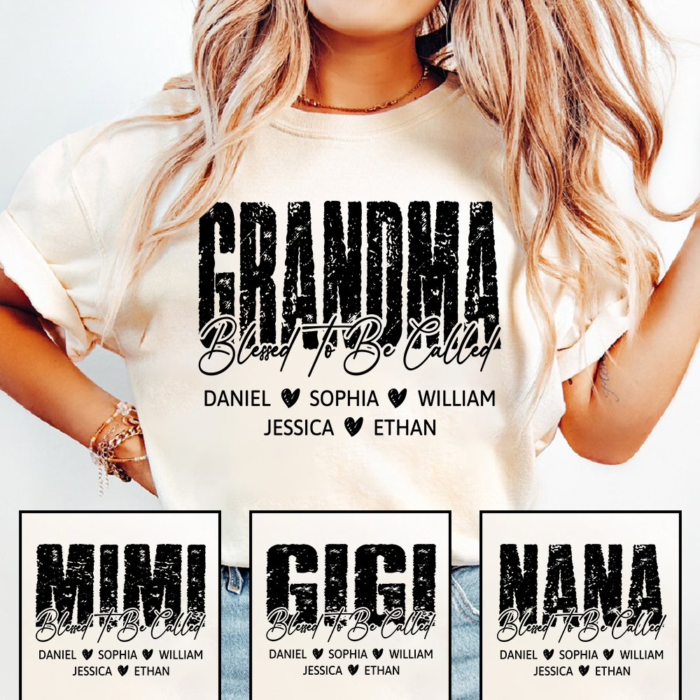 Blessed To Be Called Grandma Shirt, Custom Grandma Name T Shirt with Kids Names, Sentimental Family Apparel for Her