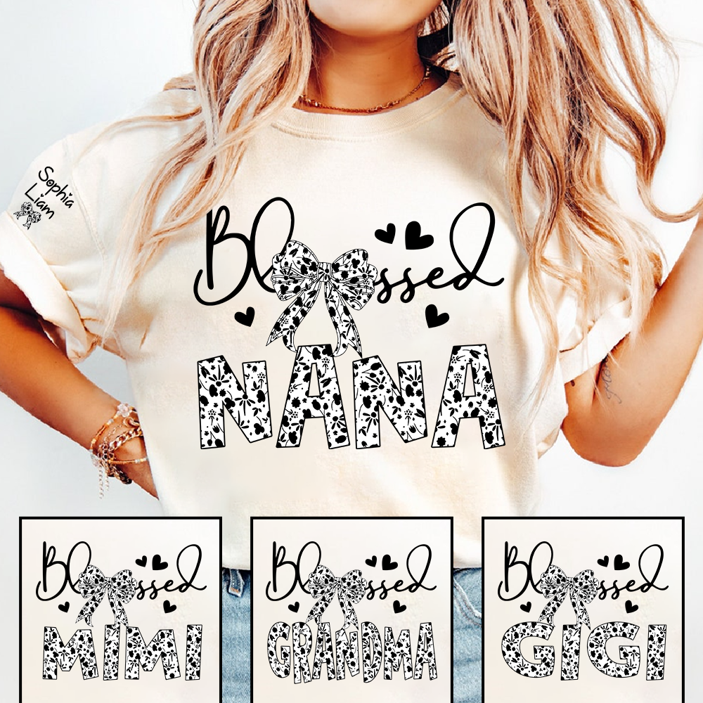 Nana Shirt Blessed Design, Floral Pattern Nana Tee with Bow, Mother’s Day Gift for Nana